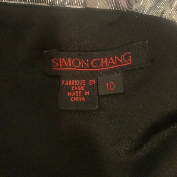 NWT Simon Chang Size 10 sequin cocktail dress. Metallic silver and black - Picture 3 of 10